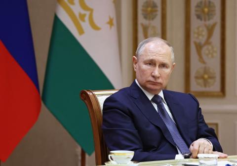 Russia's President Vladimir Putin attending a meeting of leaders of the Collective Security Treaty Organisation in the Belarusian capital Minsk on November 23, 2023. (Valery Sharifulin/POOL/AFP via Getty Images)