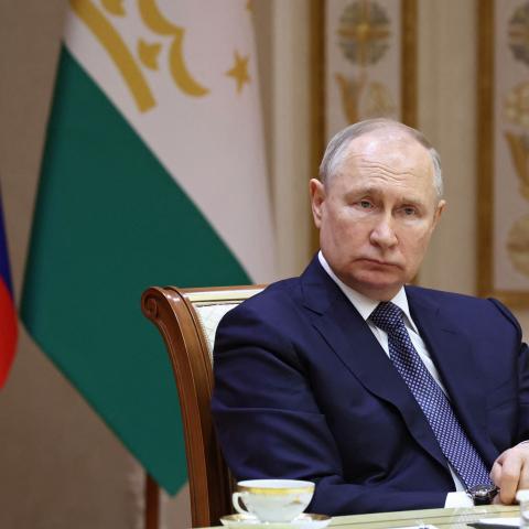 Russia's President Vladimir Putin attending a meeting of leaders of the Collective Security Treaty Organisation in the Belarusian capital Minsk on November 23, 2023. (Valery Sharifulin/POOL/AFP via Getty Images)