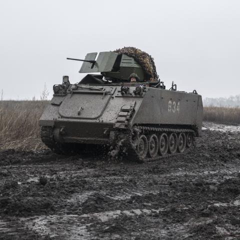 Ukrainian troops deploy in trenches retaken from the Russian army on the Vuhledar front line as the war between Russia and Ukraine continues in Donetsk Oblast, Ukraine on December 01, 2023. The second line of defense of the Ukrainian army near the city of Vuhledar is held by the 58th Motorized Brigade. (Photo by Marek M. Berezowski/Anadolu via Getty Images)