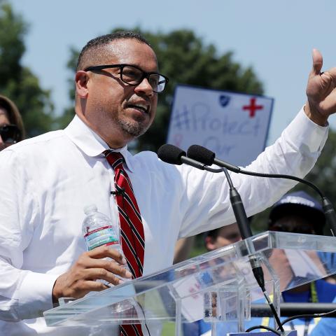 Democratic National Committee Deputy Chairman Rep. Keith Ellison (D-MN) outside the US Capitol July 19, 2017 in Washington, DC. (Chip Somodevilla via Getty Images)