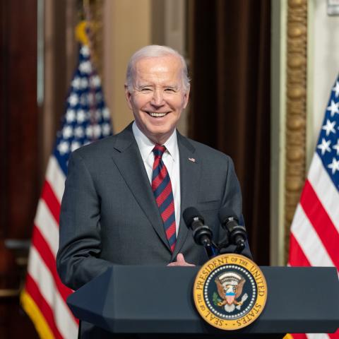President Joe Biden delivers remarks at the inaugural convening of the White House Council on Supply Chain Resilience, Monday, November 27, 2023, in the Indian Treaty Room of the Eisenhower Executive Office Building at the White House. (Official White House Photo by Cameron Smith)