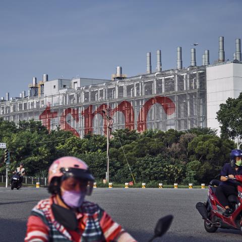 Outside of a TSMC microchip fabrication plant in Taichung, Taiwan, on September 13, 2023. (An Rong Xu via Getty Images