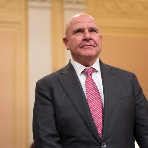 Former National Security Advisor of the United States H.R. McMaster looks on before being sworn in to testifie during the first hearing on national security and Chinese threats to America held by the House Select Committee on the Chinese Communist Party on Capitol Hill in Washington, DC on February 28, 2023. (Photo by ROBERTO SCHMIDT / AFP) (Photo by ROBERTO SCHMIDT/AFP via Getty Images)