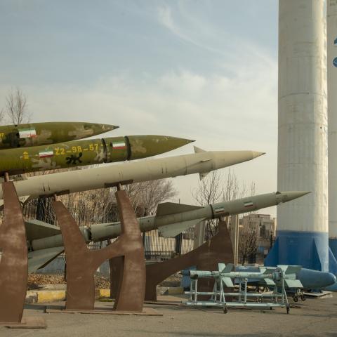  Iranian missiles exhibited in a park on January 20, 2024, in Tehran, Iran. (Majid Saeedi via Getty Images)