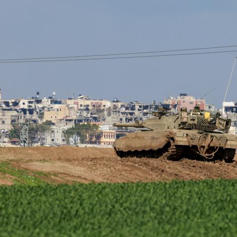 A picture taken from a position in southern Israel along the border with the Gaza Strip on February 5, 2024. (Menahem Kahana/AFP via Getty Images)