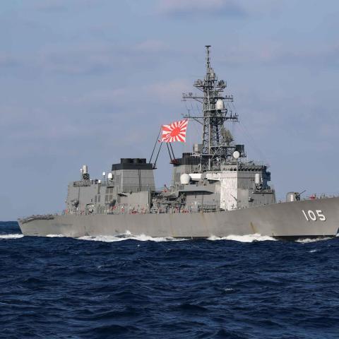 Japan Maritime Self-Defense Force Murasame-class destroyer JS Inazuma in the Philippine Sea on February 16, 2022. (US Navy photo by Mass Communication Specialist 3rd Class Alonzo Martin-Frazier)