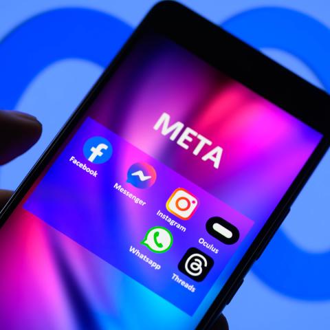 Meta social media icons on a smartphone in Brussels, Belgium, on February 4, 2024. (Photo by Jonathan Raa/NurPhoto via Getty Images)