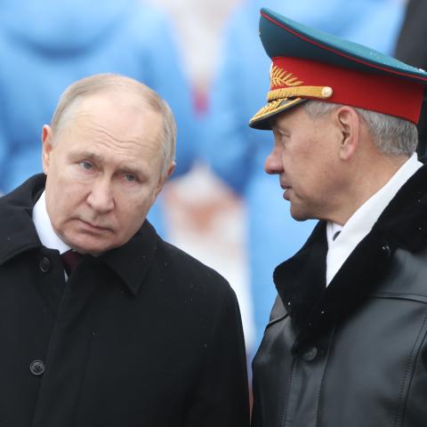 Russian President Vladimir Putin listens to Defence Minister Sergei Shoigu on February 23, 2024, in Moscow, Russia. (Photo by Contributor/Getty Images)