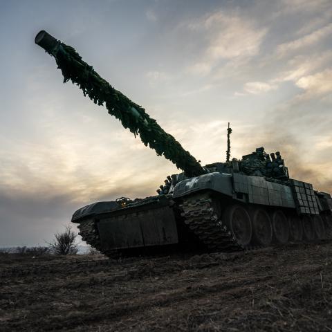 Ukrainian soldiers of a tank unit continue their military mobility to prepare for combat as the Russia-Ukraine War continues after the second year anniversary in Donetsk Oblast, Ukraine, on March 1, 2024. (Jose Colon via Getty Images)