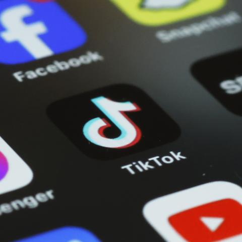 The TikTok app on a phone surrounded by American social media apps. (Michael M. Santiago via Getty Images)