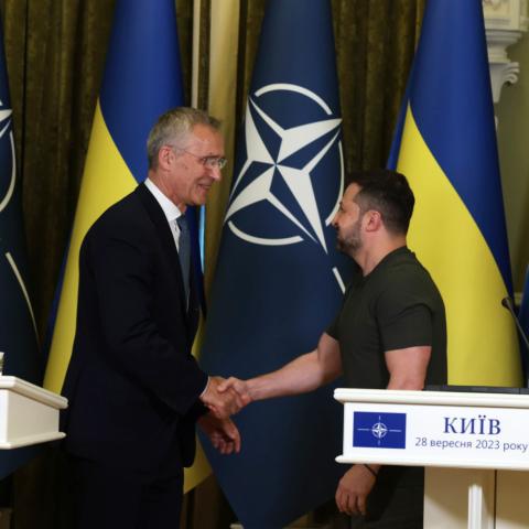 NATO Secretary General Jens Stoltenberg meets with President of Ukraine Volodymyr Zelenskyy (NATO via Flickr)