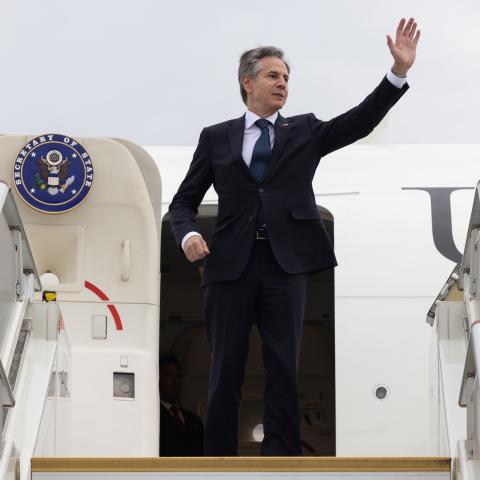 Secretary Antony J. Blinken arrives in Beijing, People's Republic of China, April 25, 2024. (Official State Department photo by Chuck Kennedy)