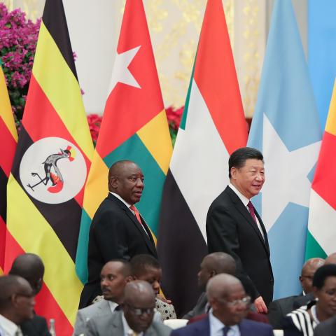 Chinese President Xi Jinping with South African President Cyril Ramaphosa attend the 2018 China-Africa Cooperation Summit at the Great Hall of the People in Beijing on September 4, 2018. (Photo by Lintao Zhang/Getty Images)