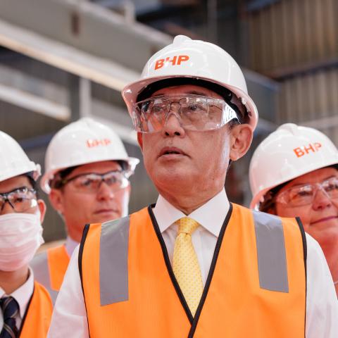 Japanese Prime Minister Fumio Kishida visits the a nickel refinery with Australian Prime Minister Anthony Albanese on October 22, 2022, in Perth, Australia. (Richard Wainwright via Getty Images)