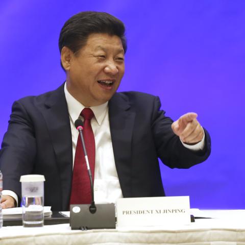 On his first state visit to the United States, Chinese President Xi Jinping speaks during a meeting with five US governors to discuss clean technology and economic development on September 22, 2015, in Seattle, Washington. (Photo by Matt Mills McKnight-Pool/Getty Images)