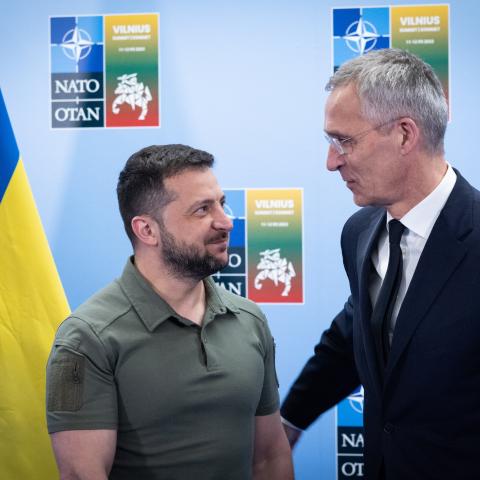 President Volodymyr Zelenskyy with NATO Secretary General Jens Stoltenberg on July 12, 2023. (NATO via Flickr)