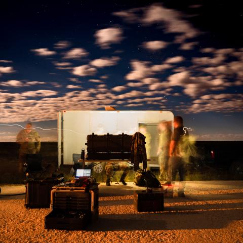 Airmen pilot an unmanned aerial system at Melrose Air Force Range on September 27, 2023. (DVIDS)