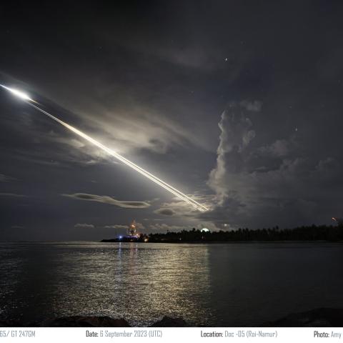 The reentry of an unarmed Minuteman III ICBM after a test over the Marshall Islands on September 6, 2023. (US Army photo by Amy Hansen)