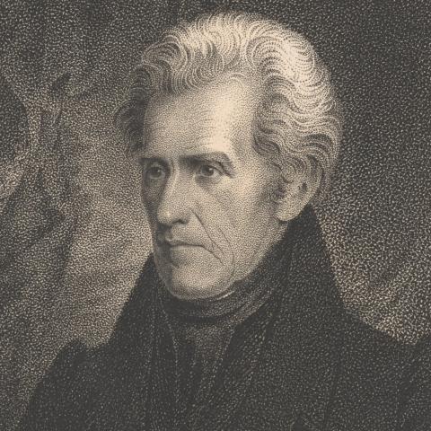 Engraving of President Andrew Jackson, based on drawing done on September 23, 1829. (Library of Congress)