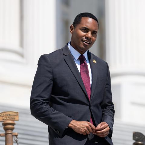 Congressman Ritchie Torres walks down the House steps during votes on June 14, 2024. (Bill Clark/CQ-Roll Call, Inc via Getty Images)