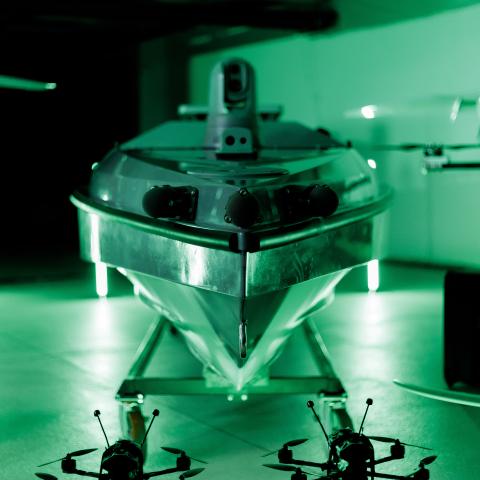 Samples of air, ground, and sea drones in Kyiv, Ukraine, on June 11, 2024. (Photo by Maxym Marusenko/NurPhoto via Getty Images)