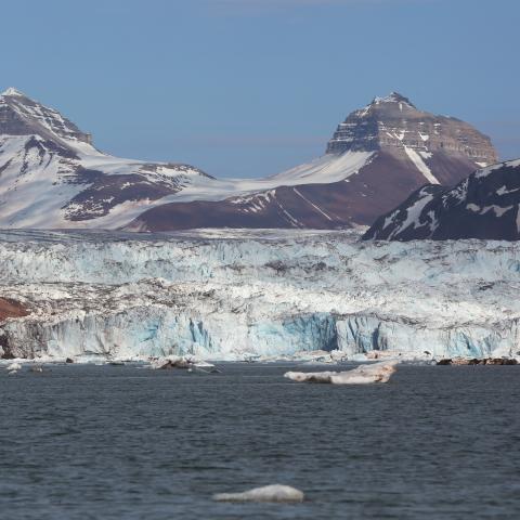 The view of a melting glacier in Svalbard, Norway, on June 22, 2024. (Photo by Zhao Dingzhe/Xinhua via Getty Images)