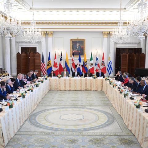 US Secretary of State Antony Blinken speaks at the Americas Partnership for Economic Prosperity foreign affairs track ministerial meeting in Washington, DC, on July 17, 2024. (Mandel Ngan/AFP via Getty Images)