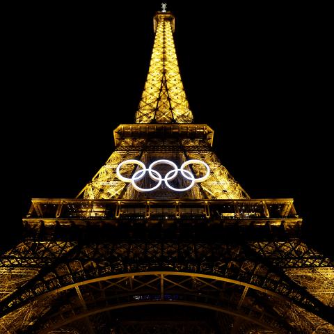 A view of the Eiffel Tower ahead of the Paris 2024 Olympic Games on July 22, 2024. (Michael Reaves via Getty Images)