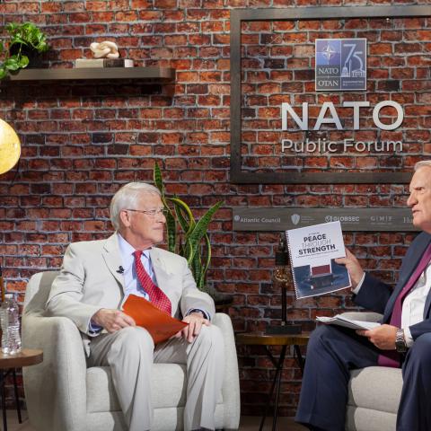 Hudson President and CEO John Walters and Senator Roger Wicker at the NATO Public Forum on July 10, 2024, in Washington, DC. (Photo by Madeline Yarbrough)