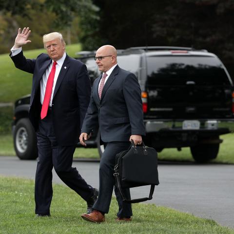 Former President Donald Trump and National Security Adviser H.R. McMaster walk to the White House June 16, 2017, in Washington, DC. (Alex Wong via Getty Images)