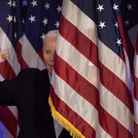 President Joe Biden leaves a campaign rally on July 5, 2024, in Madison, Wisconsin. (Scott Olson via Getty Images)