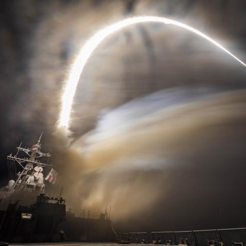 The guided-missile destroyer USS Carney (DDG 64) launches land attack missiles while operating in the US Naval Central Command area of operations, February 3, 2024. (DVIDS)
