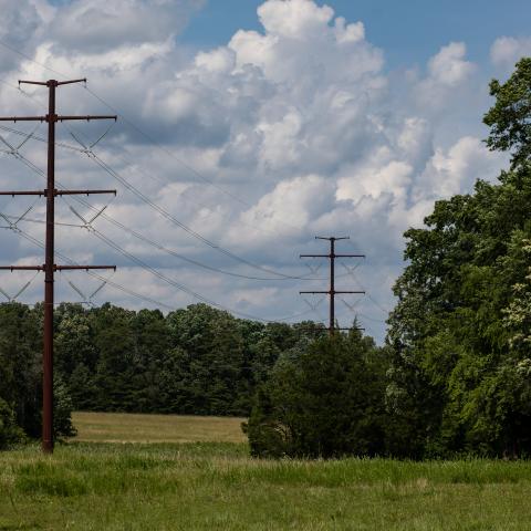 Power lines owned by Dominion Energy are seen in Culpeper, Virginia, on July 18, 2022. (Zack Wajsgras via Getty Images)