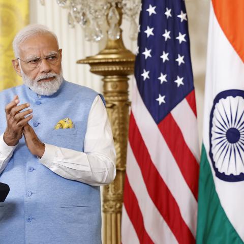 Indian Prime Minister Narendra Modi applauds during a joint press conference with U.S. President Joe Biden at the White House on June 22, 2023 in Washington, DC. Biden is hosting Prime Minister Modi for his first official state visit and will later address a joint meeting of Congress before a state dinner at the White House later tonight. (Photo by Anna Moneymaker/Getty Images)