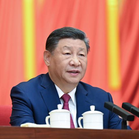 Chinese President Xi Jinping, also general secretary of the Communist Party of China Central Committee and chairman of the Central Military Commission, delivers an important speech at a meeting celebrating the 75th founding anniversary of the Chinese People's Political Consultative Conference CPPCC in Beijing, capital of China, Sept. 20, 2024. (Photo by Xie Huanchi/Xinhua via Getty Images)