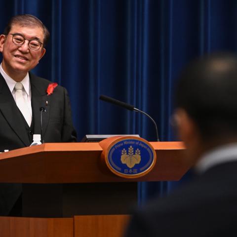 Japan's new prime minister, Shigeru Ishiba, speaks during a press conference on October 1, 2024, in Tokyo, Japan. (Yuichi Yamazaki via Getty Images)