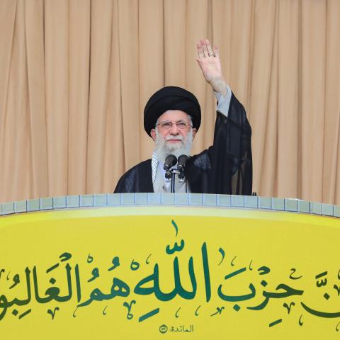 Iranian Supreme Leader Ayatollah Ali Khamenei leads Friday prayer in Tehran, Iran, on October 4, 2024. (Iranian Leader Press Office/Handout/Anadolu via Getty Images)