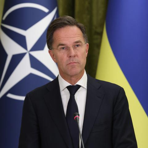 Secretary General of NATO Mark Rutte speaks during a press conference on October 3, 2024, in Kyiv, Ukraine. (Viktor Kovalchuk/Global Images Ukraine via Getty Images)