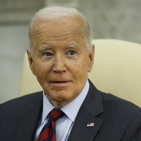 United States President Joe Biden meets with Slovenian Prime Minister Robert Golob on October 22, 2024, in Washington, DC. (Kevin Dietsch via Getty Images)