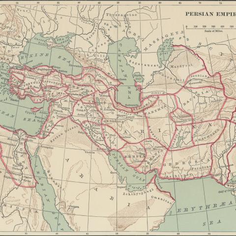An old chromolithograph map of the Persian Empire. (Getty Images)