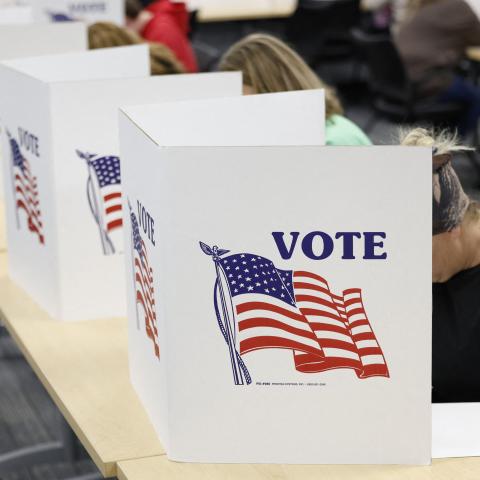 People cast their ballots for the general election in Howell, Michigan, on November 3, 2024. (Jeff Kowalsky/AFP via Getty Images)