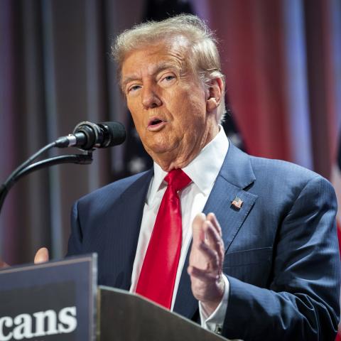 Donald Trump speaks at a House Republicans Conference on November 13, 2024, in Washington, DC. (Allison Robbert via Getty Images)