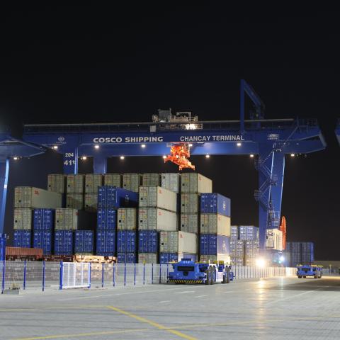 This photo taken on Nov. 14, 2024 shows a view of Chancay Port in Peru. The inauguration ceremony of Chancay Port was held on Nov. 14 local time.