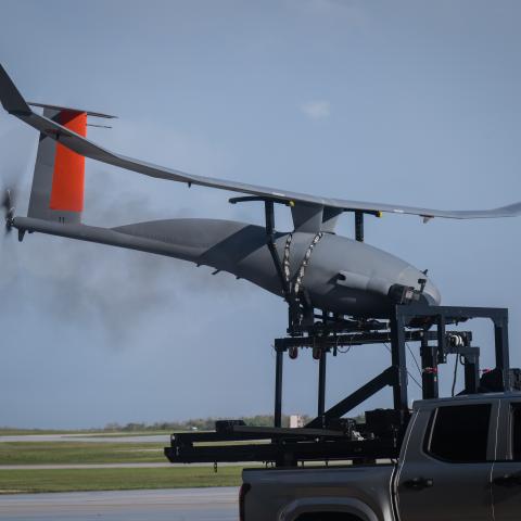 Vanilla, an ultra long endurance unmanned aerial vehicle, awaits deployment in support of Valiant Shield 2024 on Andersen Air Force Base, Guam, June 13, 2024. (DVIDS)
