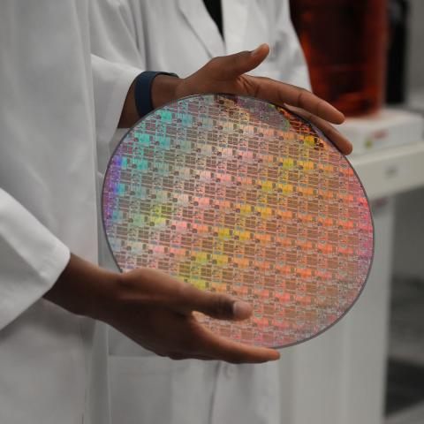 A worker is producing semiconductor products for export to Europe and the United States at a production line in Binzhou, China, on April 1, 2024. (CFOTO/Future Publishing via Getty Images)