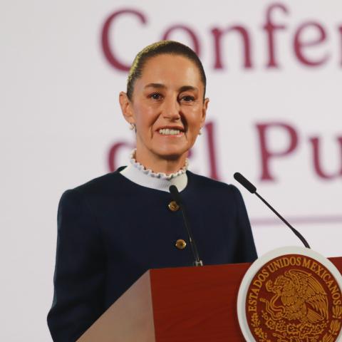 Claudia Sheinbaum speaks at the National Palace on December 3, 2024, in Mexico City, Mexico. (Carlos Santiago/Pixelnews/Future Publishing via Getty Images)