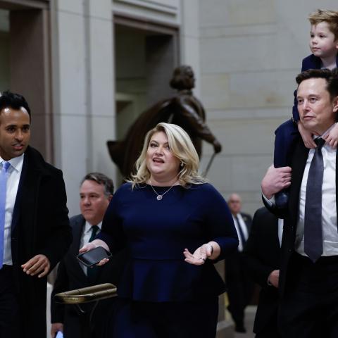 Elon Musk, Vivek Ramaswamy, and Rep. Kat Cammack after a meeting at the United States Capitol on December 5, 2024, in Washington, DC. (Anna Moneymaker via Getty Images)