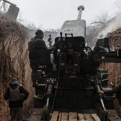 Ukrainian soldiers prepare artillery in Donetsk Oblast, Ukraine, on December 10, 2024. (Diego Herrera Carcedo/Anadolu via Getty Images)