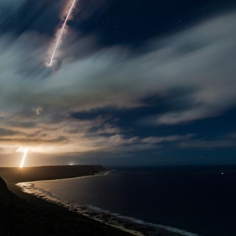 A Standard Missile-3 Block IIA is fired from a Vertical Launching System on Andersen Air Force Base, Guam as part of Flight Experiment Mission-02. (DVIDS)