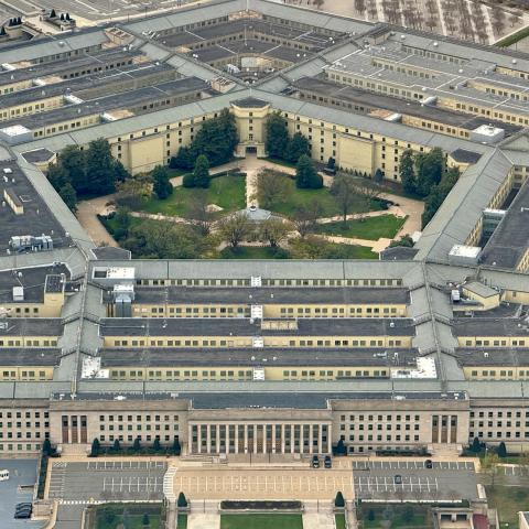 Aerial view of the Pentagon in Washington, DC,on March 31, 2024. Home to the US Defense Department, the Pentagon is one of the world's largest office buildings. (Photo by Daniel SLIM / AFP) (Photo by DANIEL SLIM/AFP via Getty Images)